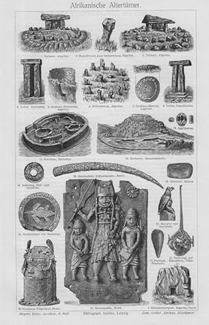 African Antiquities,1894 Original Antique Wood Engraving