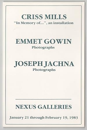 Criss Mills "In Memory of.", an installation, Emmet Gowin Photographs, Joseph Jachna Photographs