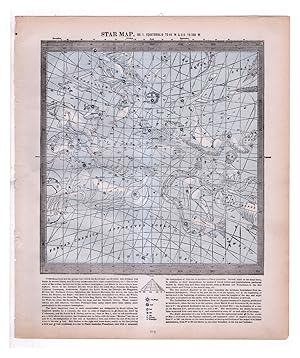 Vintage1888 Star Maps (Charts) 1 & 2 (Back to Back): Equatorial 0 to 45 W. and 315 to 360 W; Equa...