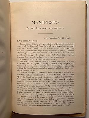 [Mormon][Polygamy] Woodruff Manifesto plus Nine Additional Pamphlets Bound in Sammelband
