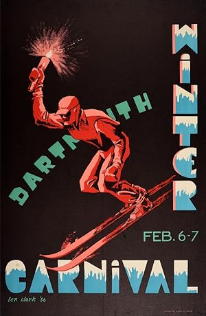 Original Vintage Poster Dartmouth Winter Carnival Ski USA