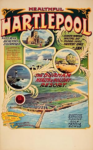Original Vintage Poster Healthful Hartlepool Holiday Resort County Durham