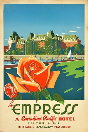Original Vintage Poster Empress Canadian Pacific Hotel Victoria BC