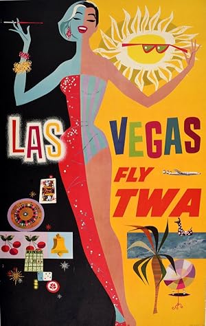 Original Vintage Poster Las Vegas TWA David Klein