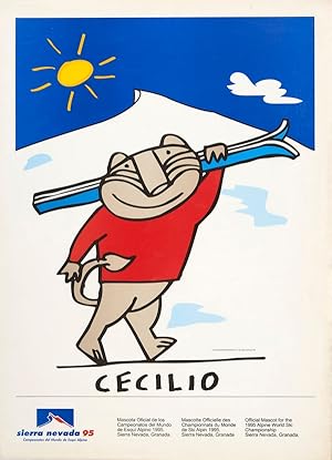 Original Vintage Poster Ski Championship Sierra Nevada Granada Cecilio Spain