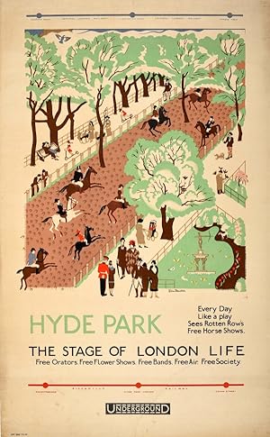 Original Vintage Poster LT Hyde Park Stage London Life Underground