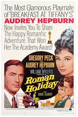 Original Vintage Poster Roman Holiday Audrey Hepburn Gregory Peck
