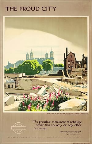 Original Vintage Poster LT London The Proud City Tower Of London Spradbery WWII