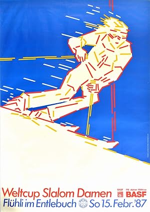 Original Vintage Poster Womens Ski Slalom Alpine World Cup 1987