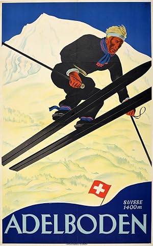 Original Vintage Poster Adelboden Willy Trapp Switzerland
