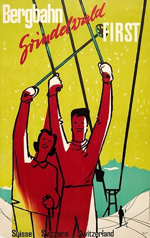 Original Vintage Poster Bergbahn Grindelwald Switzerland Thoni