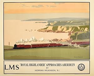 Original Vintage Poster LMS Royal Highlander Approaches Aberdeen Scotland
