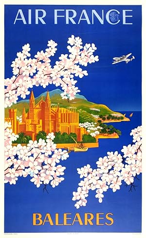 Original Vintage Poster Air France Baleares