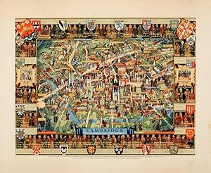 Original Vintage Poster Cambridge Pictorial Map Kerry Lee
