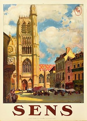 Original Vintage Poster Sens PLM Railway Bourgogne France Montassier