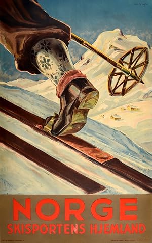Original Vintage Poster Norge Skisportens Hjemland Norway