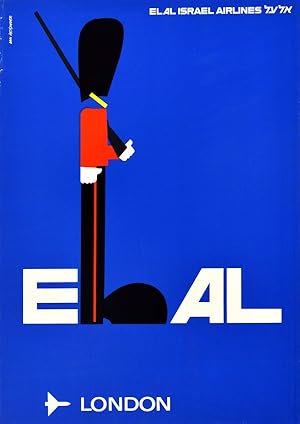 Original Vintage Poster El Al Israel Airlines London Reisinger