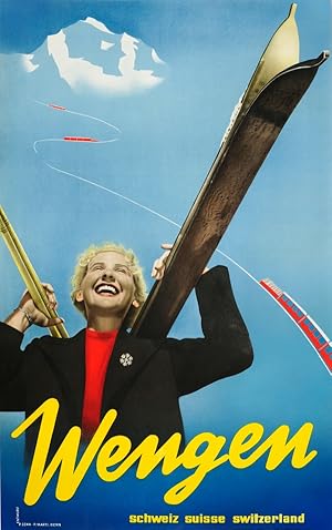 Original Vintage Poster Wengen Switzerland Bernese Oberland