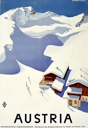 Original Vintage Poster Austria Ski Chalet Erich Von Wunschheim