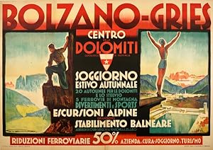 Original Vintage Poster Bolzano Gries Dolomites