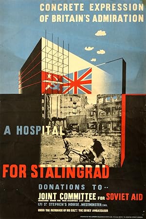 Original Vintage Poster Hospital For Stalingrad Britains Admiration WWII