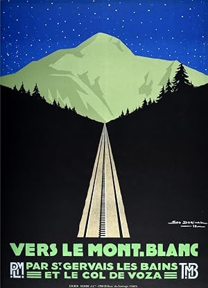 Original Vintage Poster Mont Blanc Geo Dorival Day Night Dusk