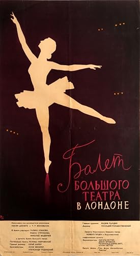 Original Vintage Poster Bolshoi Ballet in London Galina Ulanova