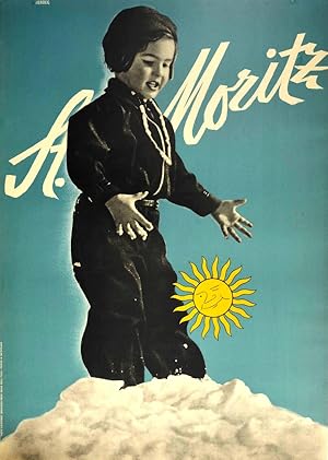 Original Vintage Poster St Moritz Ski Switzerland Winter Sport Herdeg