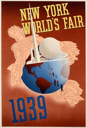 Original Vintage Poster New York Worlds Fair 1939 Atherton Large