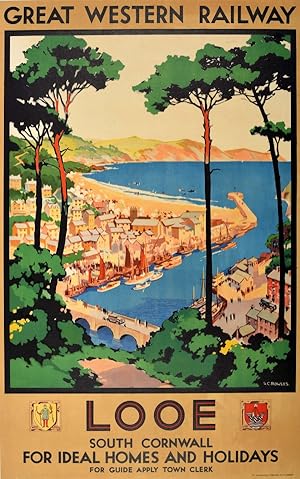 Original Vintage Poster Looe Cornwall Great Western Railway