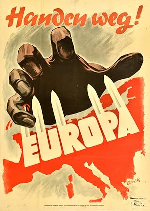 Original Vintage Poster Hands Off Europe WWII Netherlands