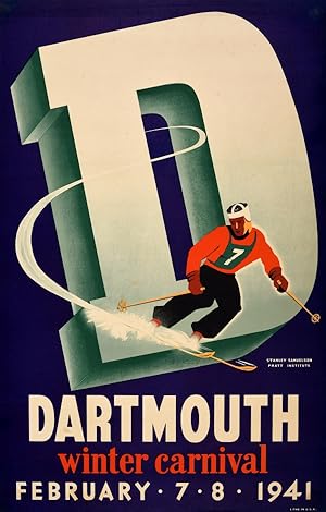 Original Vintage Poster Dartmouth Winter Carnival 1941 Ski USA