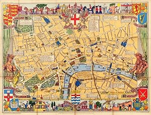 Original Vintage Poster London Children's Map Fairytales Nursery Rhymes