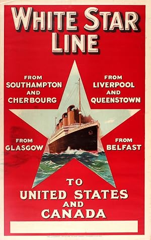 Original Vintage Poster White Star Line United States Canada RMS Olympic