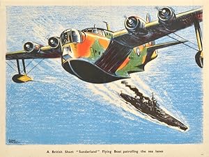 Original Vintage Poster British Short Sunderland Flying Boat WWII
