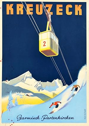 Original Vintage Poster Kreuzeck Garmisch Partenkirchen Ski Lift