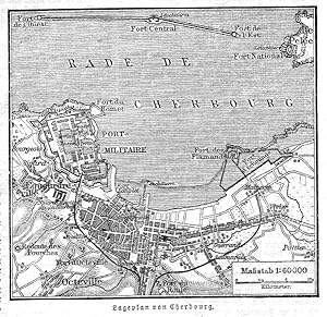 1894 Map of Cherbourg in France
