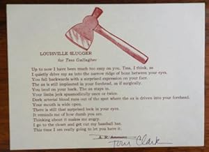 Louisville Slugger for Tess Gallagher (Signed Broadside Card)