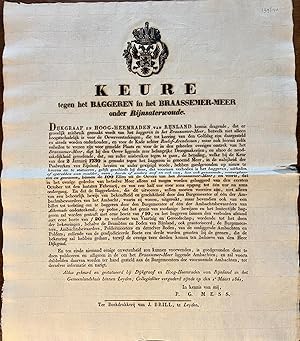 Publication Braassem 1841 plano | Large publication Keure tegen het baggeren in het Braassemer-me...