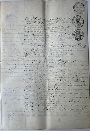 Manuscript legal deed 1837 | Manuscript on laid paper with parchment cover and seals dated 16 oct...
