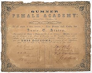Sumner Female Academy Diploma for Annie E. Staley