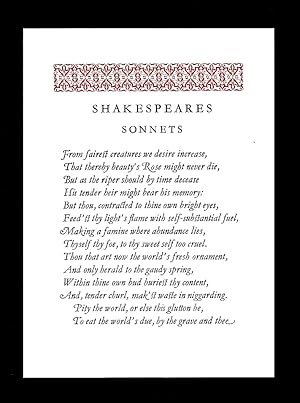 'From fairest creatures we desire increase,.' [Sonnet].
