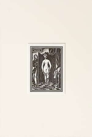 1947 Italian Engraving bookplate (Ex Libris), Settecento Galante (Matted)