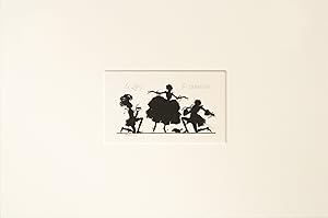 1951 Italian Engraving bookplate (Ex Libris), Woman with Suitors (Matted)