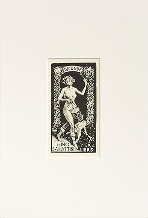 1947 Italian Engraving bookplate (Ex Libris), IUCUNDE (Matted)