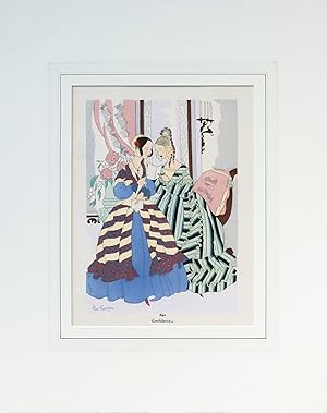 1930 Original French Fashion Pochoir, Confidence.