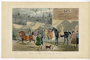 Antique Print-HORSE AUCTION-MARKET-TROT-DISPLAY-Alken-1830