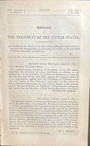 [Californiana] 34th Congress, 1st session. Senate. Ex. Doc. No. 101 Message of the President of t...