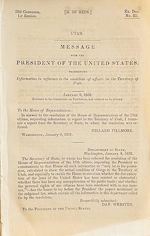 32nd Congress, 1st session. [H. of Reps.]. Ex. Doc. No. 25. Message From the President of the Uni...