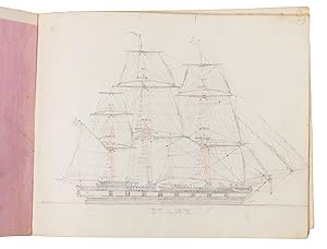 [Drawings of U.S. Navy ships and other vessels].